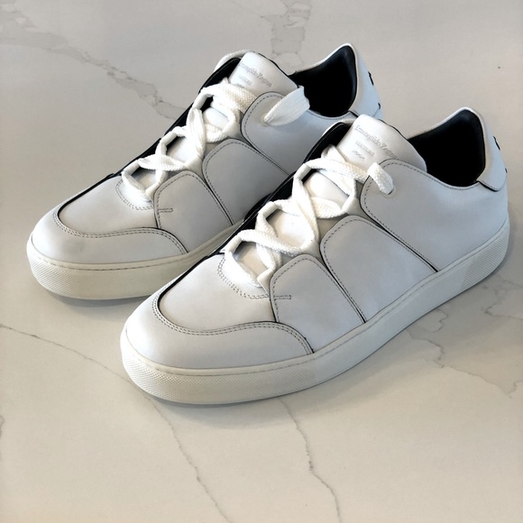 New $1150 Ermenegildo Zegna Couture's Tiziano white leather sneakers size 12 - Picture 3 of 14